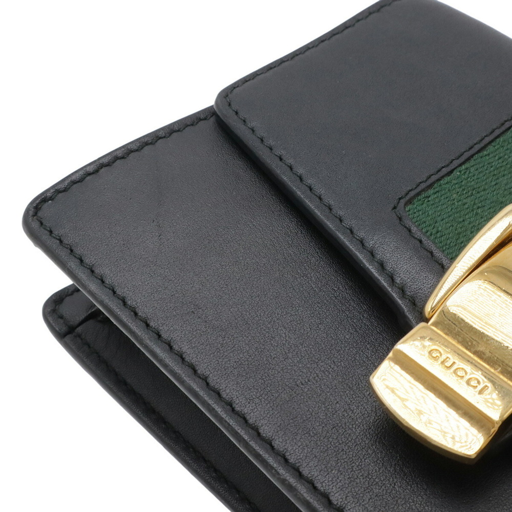 GUCCI Authentic Black Leather Sylvie Clutch Bag - Picture 6 of 10